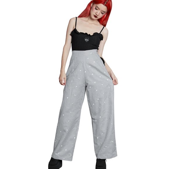 Morph8ne Morphine Dolls Kill Gray Trouser Pants Heart GLOOMY (Medium) - Picture 3 of 7
